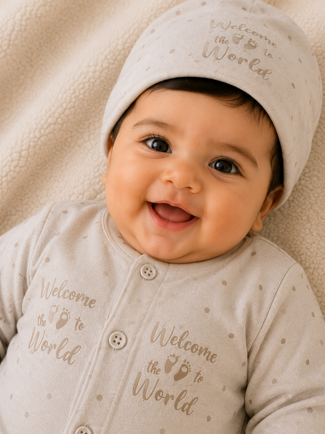 Warm Beige Newborn Baby Baba Babies Cuddle Set 3 pcs
