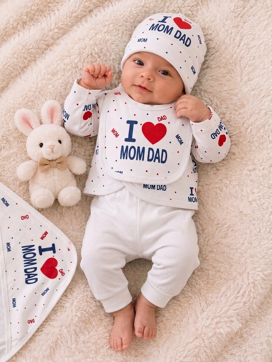 I love Mom & Dad Newborn Baby Baba Babies Cuddle Set 5 pcs
