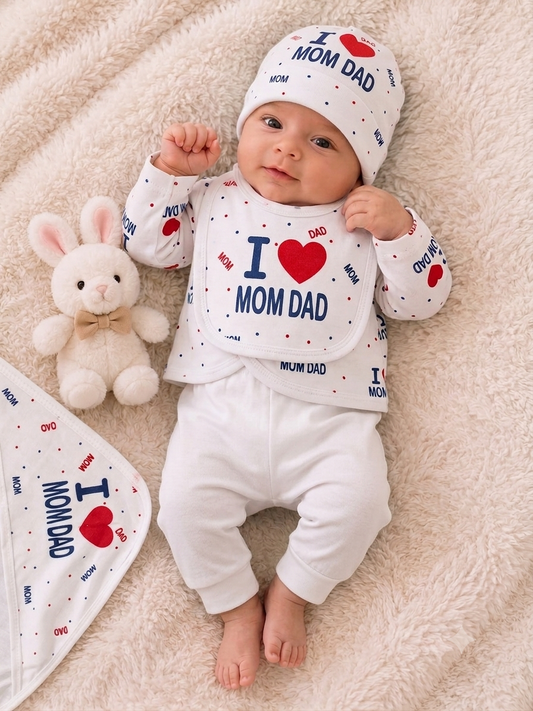 I love Mom & Dad Newborn Baby Baba Babies Cuddle Set 5 pcs