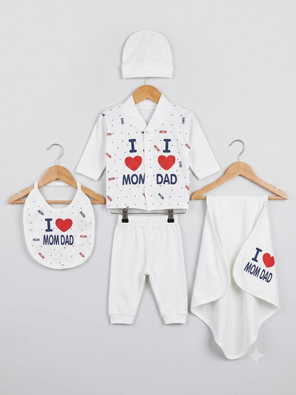 I love Mom & Dad Newborn Baby Baba Babies Cuddle Set 5 pcs