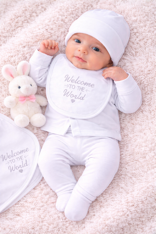 White Newborn Baby Baba Babies Cuddle Set 5 pcs