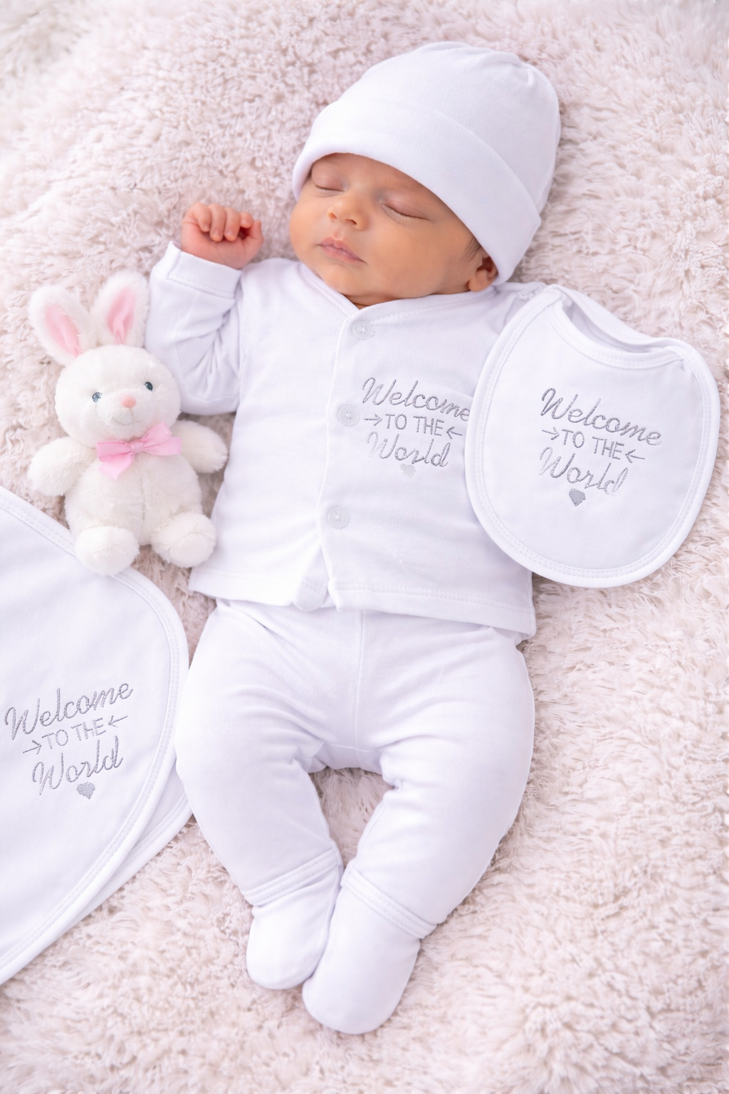 White Newborn Baby Baba Babies Cuddle Set 5 pcs