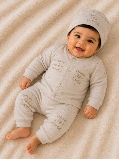 Warm Beige Newborn Baby Baba Babies Cuddle Set 3 pcs