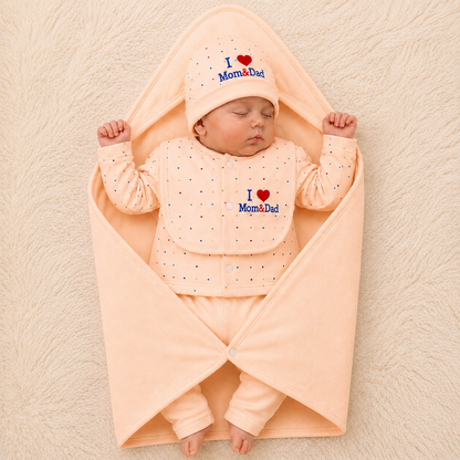 I love Mom & Dad Light Peech Newborn Baby Baba Babies Cuddle Set 5 pcs
