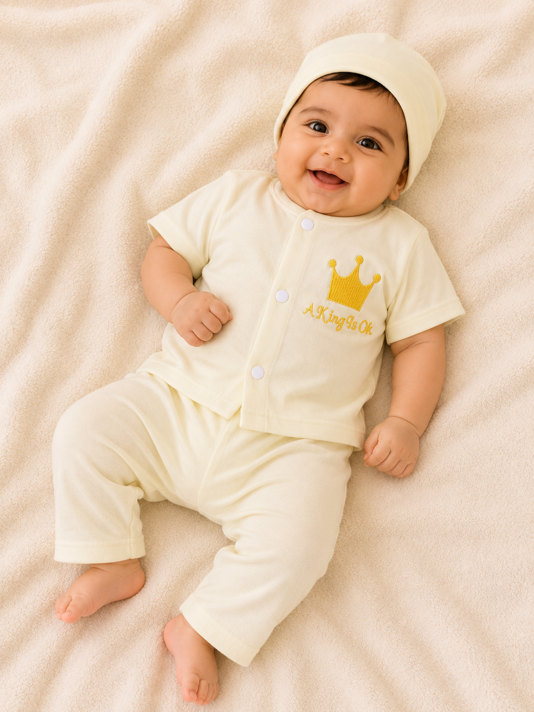 Cream Newborn Baby Baba Babies Cuddle Set 3 pcs