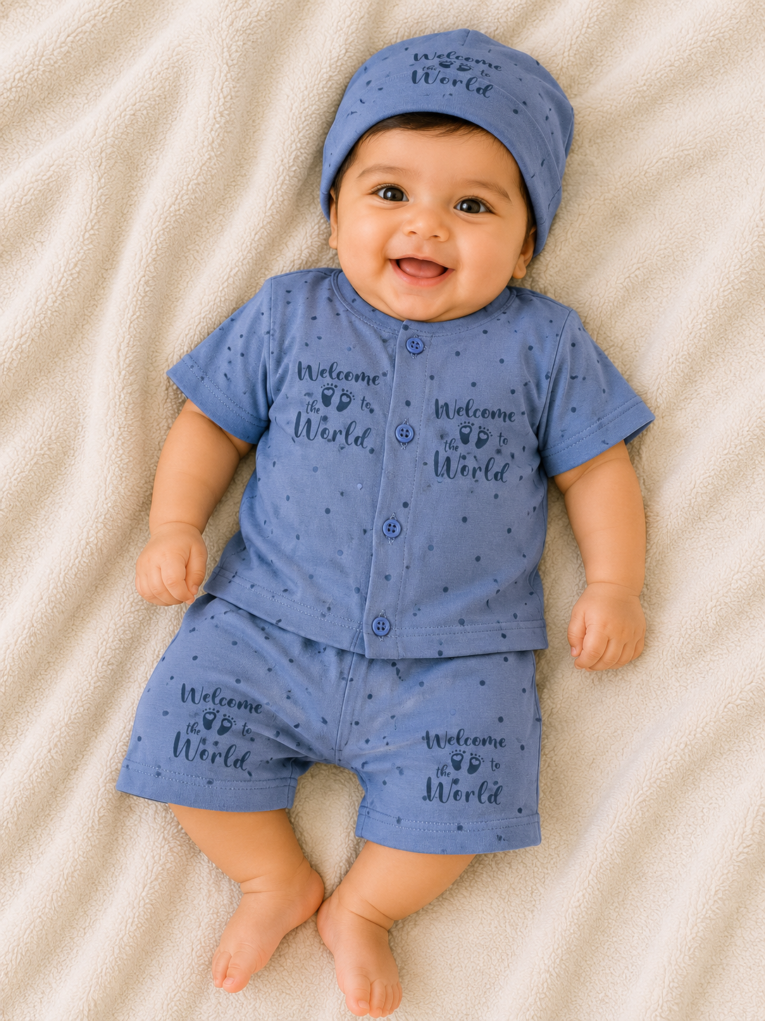 Blue Newborn Baby Baba Babies Cuddle Set 3 pcs
