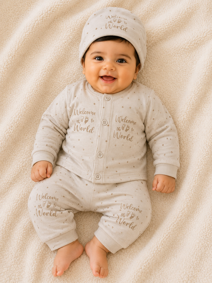 Warm Beige Newborn Baby Baba Babies Cuddle Set 3 pcs