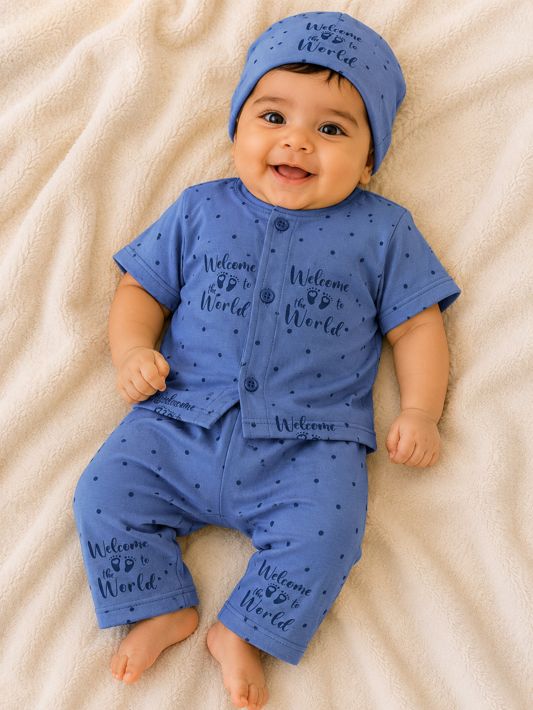 Blue Newborn Baby Baba Babies Cuddle Set 3 pcs