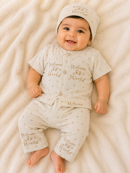 Warm Beige Newborn Baby Baba Babies Cuddle Set 3 pcs