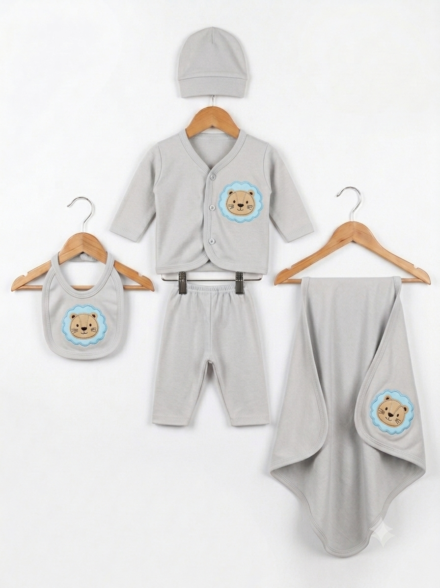 Newborn Premium (Grey) Baby Baba Babies Cuddle Set 5 pcs