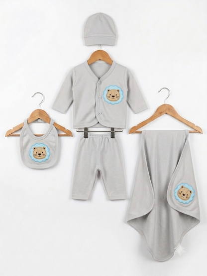 Newborn Premium (Grey) Baby Baba Babies Cuddle Set 5 pcs