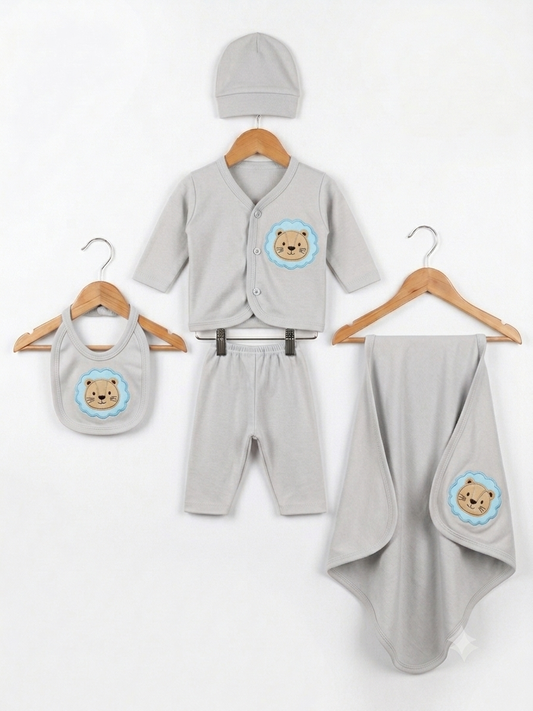 Newborn Premium (Grey) Baby Baba Babies Cuddle Set 5 pcs