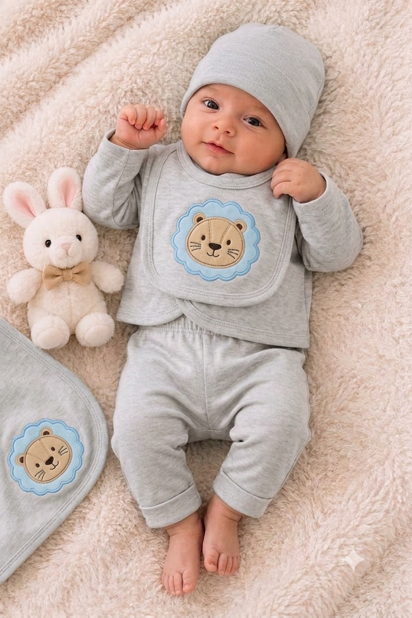 Newborn Premium (Grey) Baby Baba Babies Cuddle Set 5 pcs