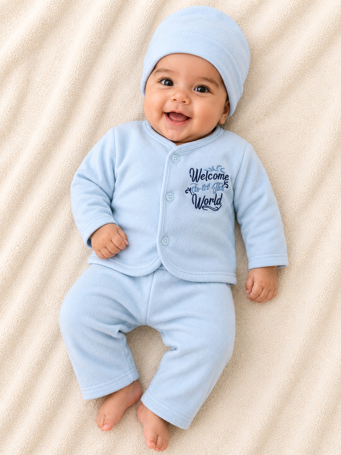 Light Blue Newborn Baby Baba Babies Cuddle Set 3 pcs