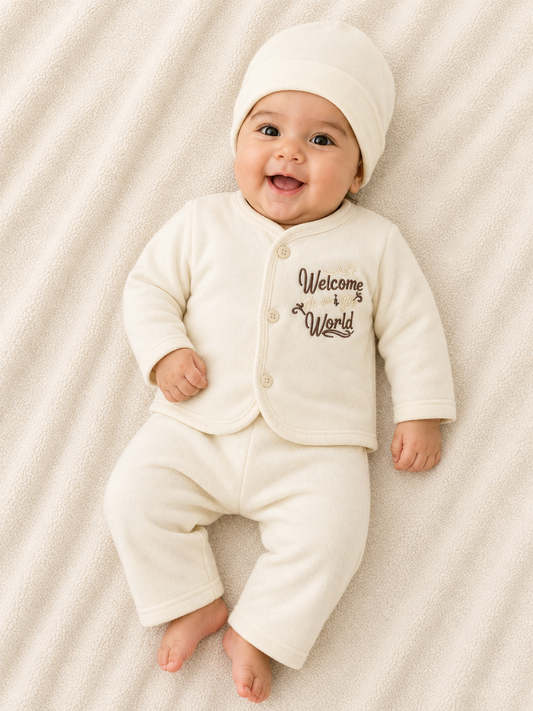 Cream Newborn Baby Baba Babies Cuddle Set 3 pcs