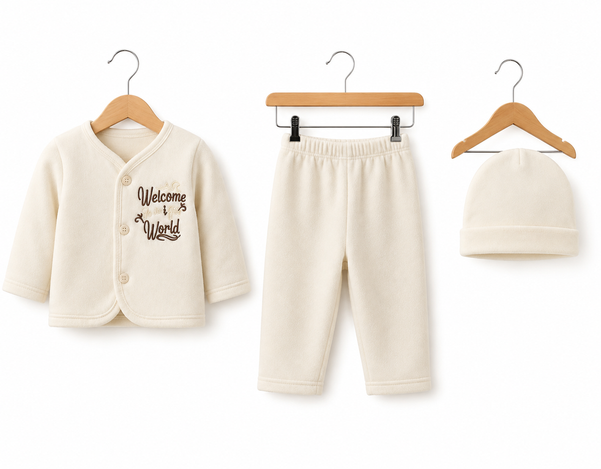 Cream Newborn Baby Baba Babies Cuddle Set 3 pcs