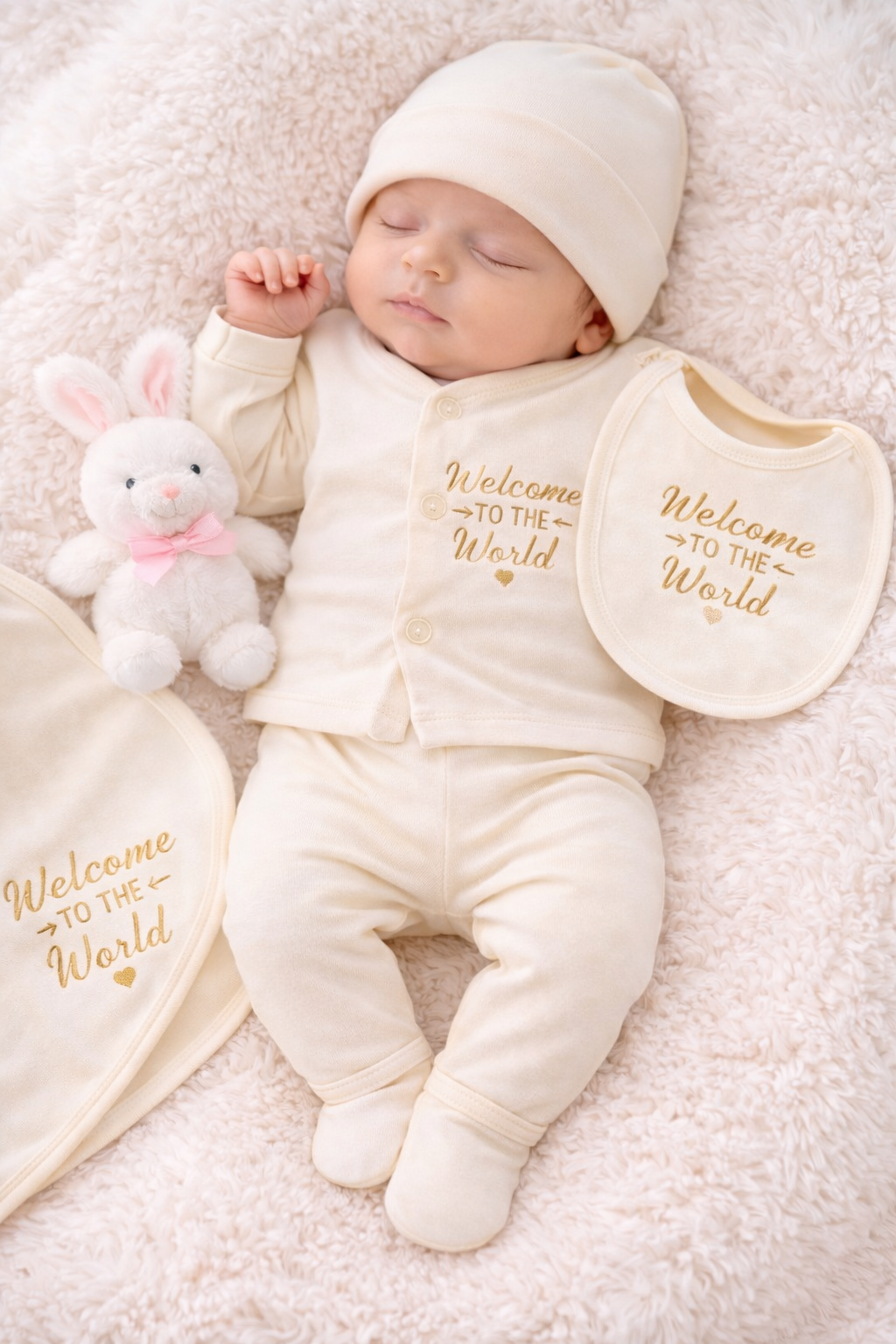 Cream Newborn Baby Baba Babies Cuddle Set 5 pcs