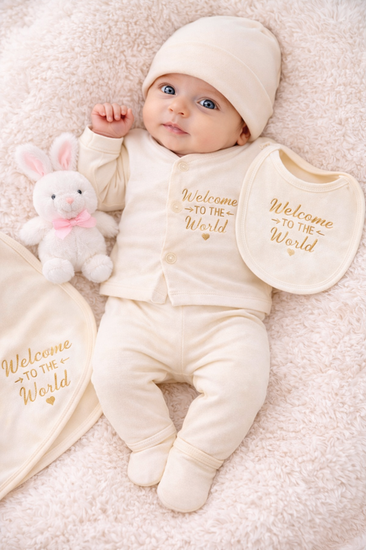 Cream Newborn Baby Baba Babies Cuddle Set 5 pcs