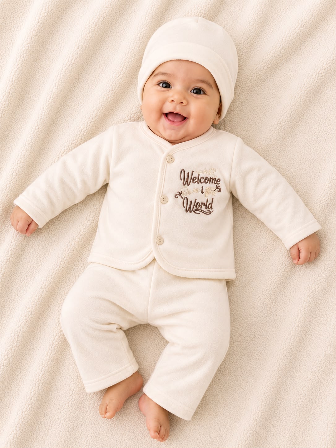 Cream Newborn Baby Baba Babies Cuddle Set 3 pcs
