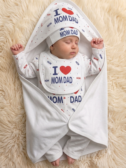 I love Mom & Dad Newborn Baby Baba Babies Cuddle Set 5 pcs